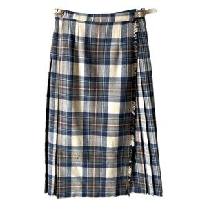 Laird Portch of Scotland Vintage Plaid Skirt Wrap Fringe Wool Pleated Women’s 8